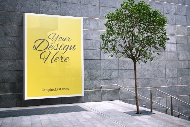 Awesome Advertising Door Sign Mockup PSD