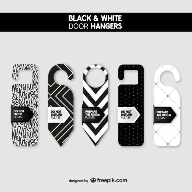 Black And White Designing Door Sign Board Vector File Illustration