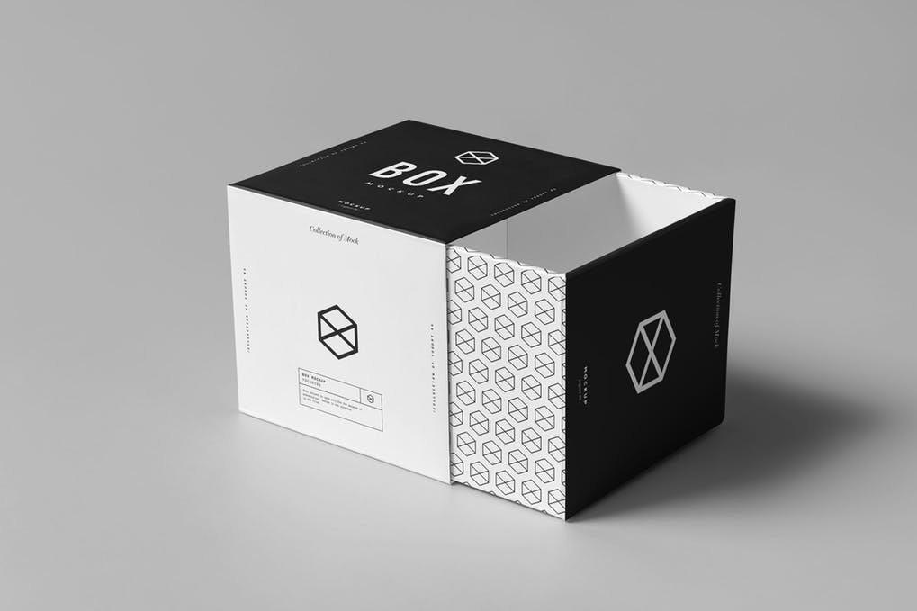 Black And White Product Packaging Box Mockup