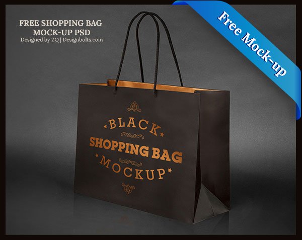 Black Color Paper Bag Mockup
