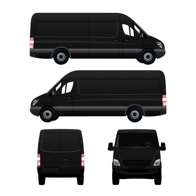 Black Color Van Vector.