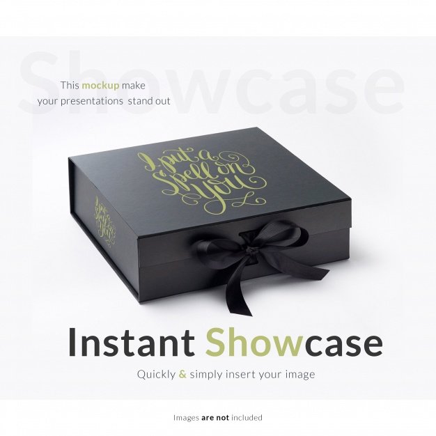 Black gift box mock-up Free