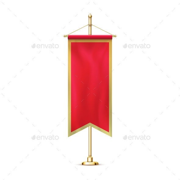 Blank Red Pennant Flag Mockup Banner Hanging
