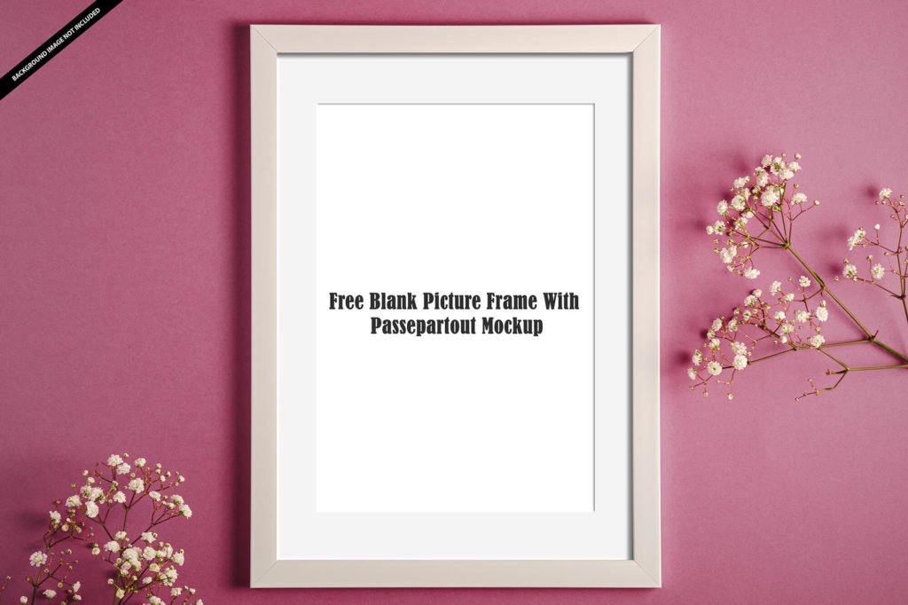 Free Blank Picture Frame With Passepartout Mockup