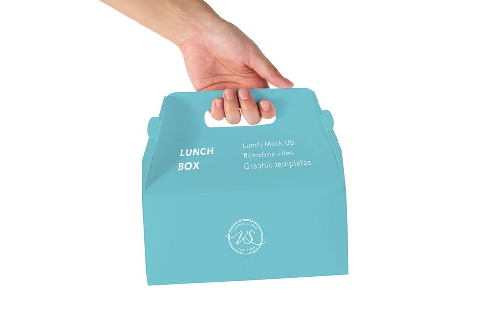 Blue Color Lunch Box Mockup