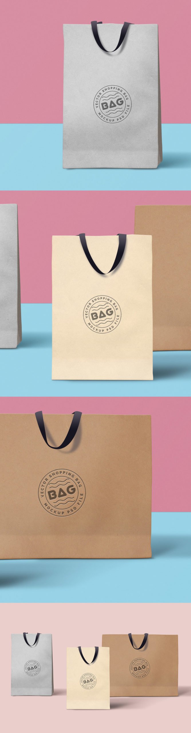 Clean Finished Shopping Bags PSD MockupTemplate 