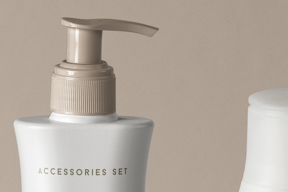 Cream Color Lid Shampoo Bottle Mockup