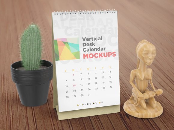 Desk Calendar PSD Mockup: