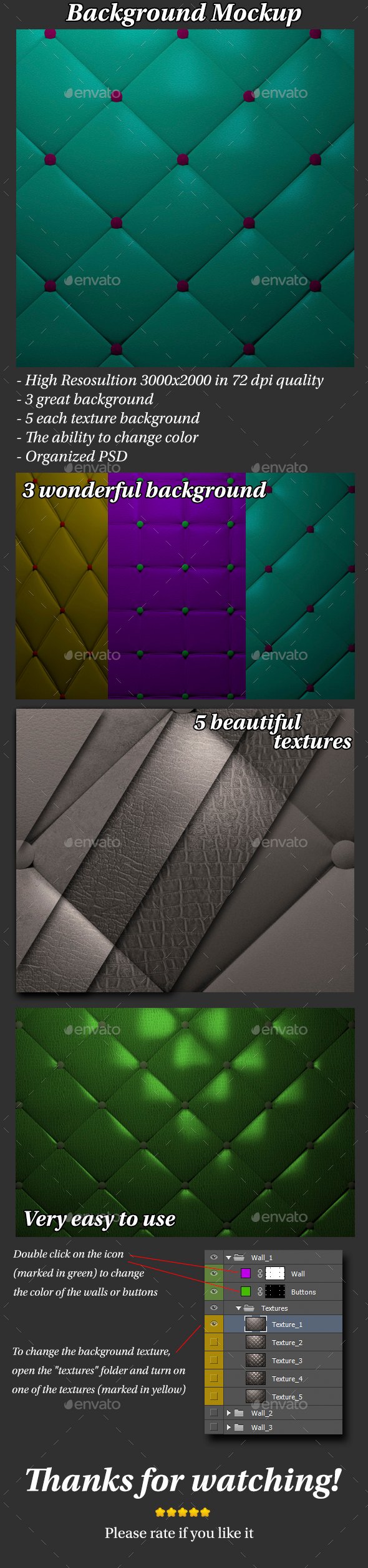 Different Color Textured Mockup Background PSD