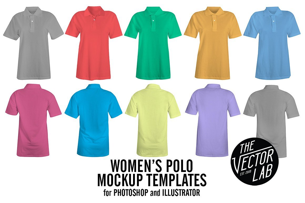 Different Single colour Polo T-shirts for women Design template
