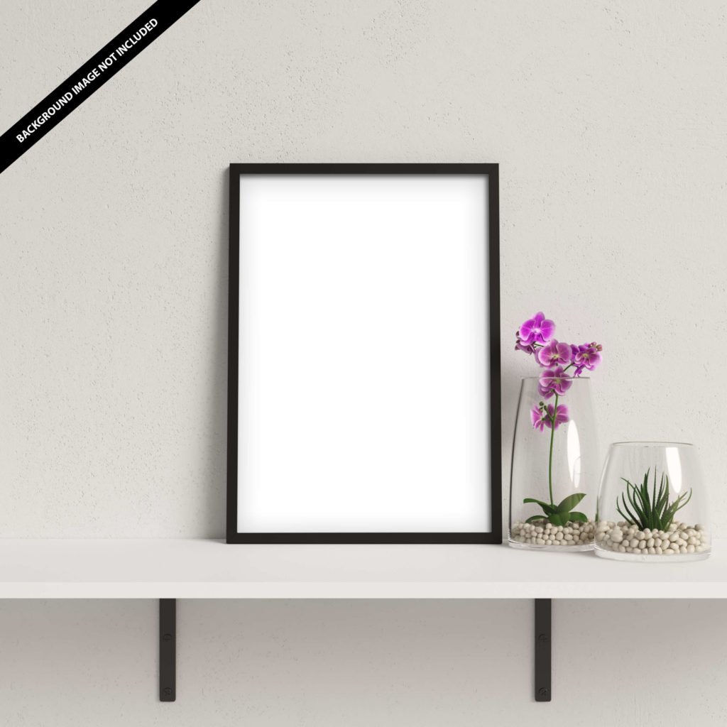 Free Blank Black Empty Picture Frame Mockup PSD Template