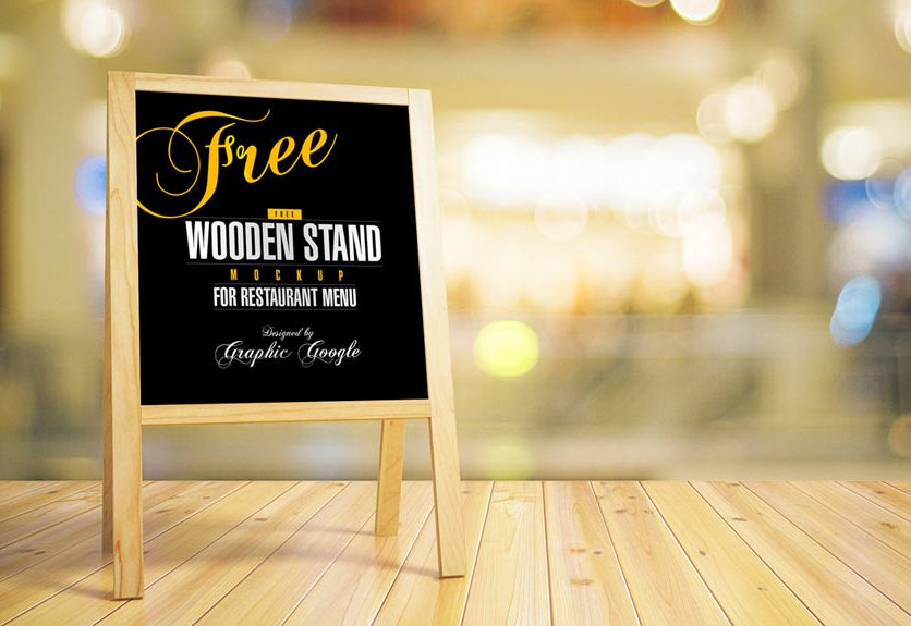 Free Chalkboard with Wooden Stand Template