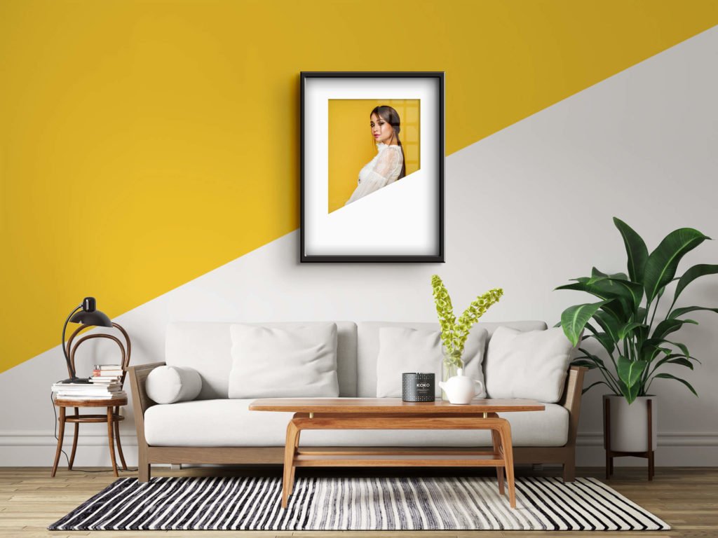 Download Free Photo Frame Mockup In A Living Room Psd Template