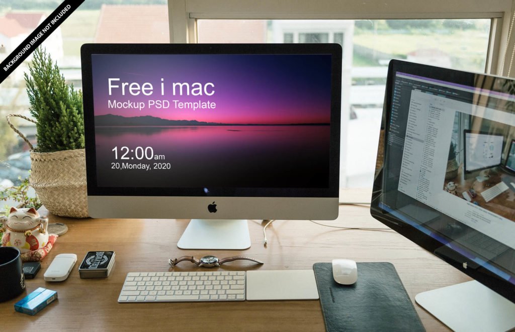 Free Responsive Screen iMac Mockup PSD Template