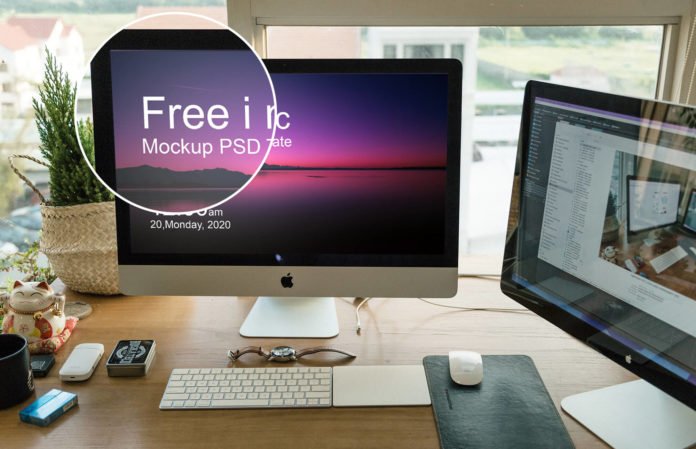 Download Free Responsive Screen iMac Mockup PSD Template - Mockup Den