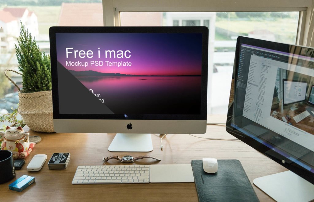 Editable Free Responsive Screen iMac Mockup PSD Template