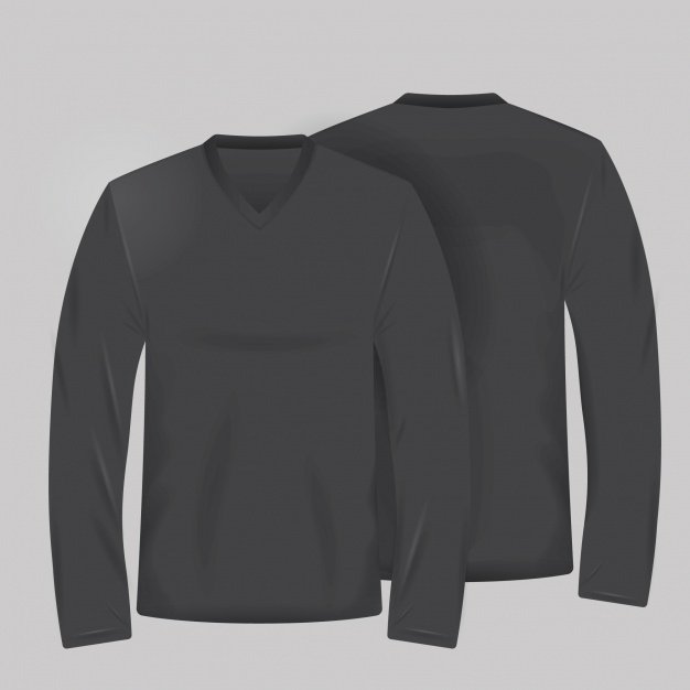 Full Sleeves Black Fit T-Shirt Vector Format