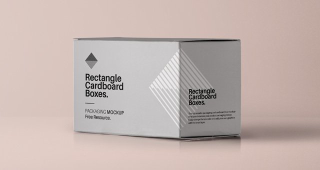 Grey Rectangle Cardboard Box Mockup