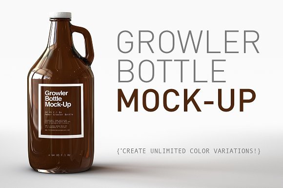 Growler bottle glass PSD template Design