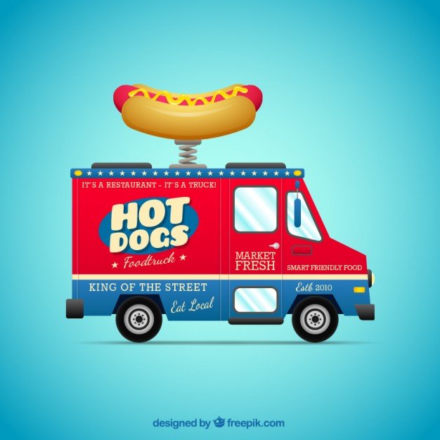 Hot Dog Van PSD Vector.