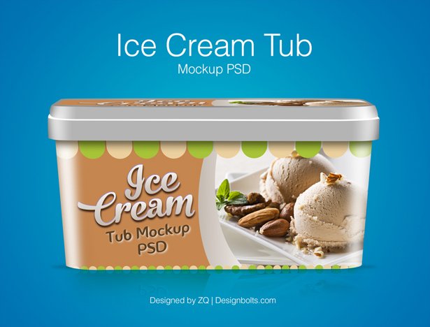 Ice Cream Tub Packaging PSD Mockup