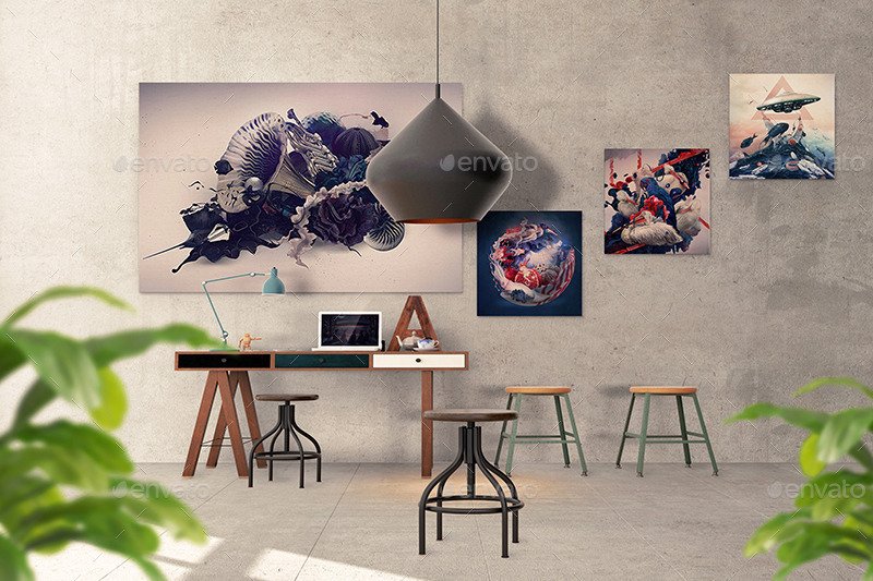 Interior Art Wall Mockups PSD