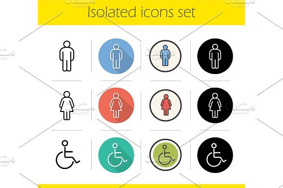 Isolated Door Sign Icons Mockup Set