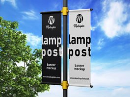 Free Lamp Post Banner Mockup PSD Template