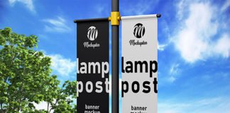 Free Lamp Post Banner Mockup PSD Template