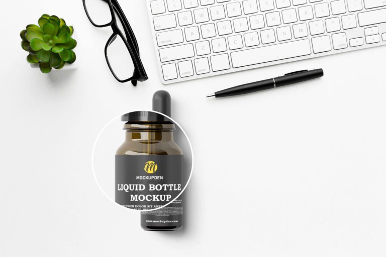 Free Liquid Bottle Mockup PSD Template Mockup Den