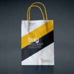 Long Handle Paper Shopping Bag Mockup: