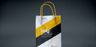 Long Handle Paper Shopping Bag Mockup: