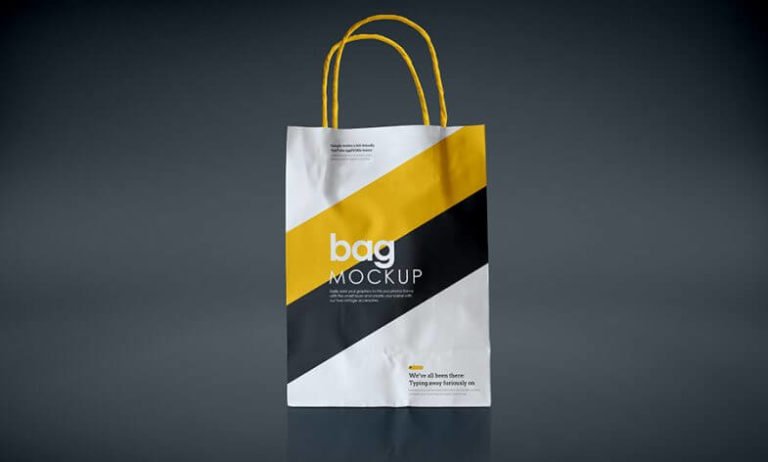 Long Handle Paper Shopping Bag Mockup: