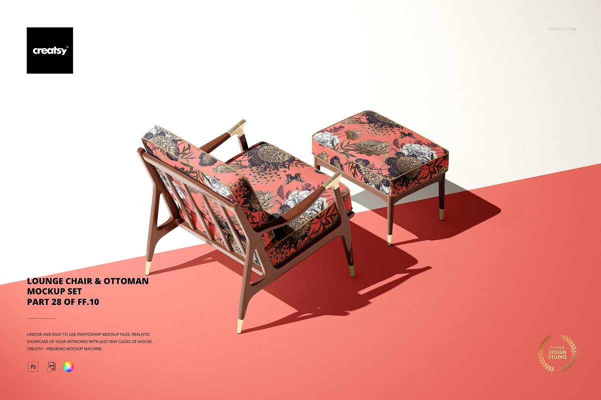 Lounge Chair & Ottoman Mockup Set