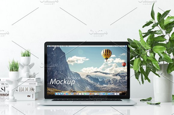 MacBook on the desk Mockup: