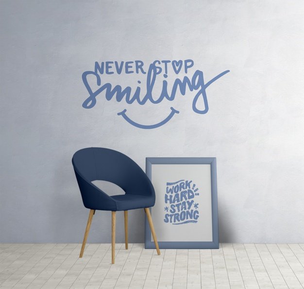 Minimalistic furniture with motivational quotes Free Psd