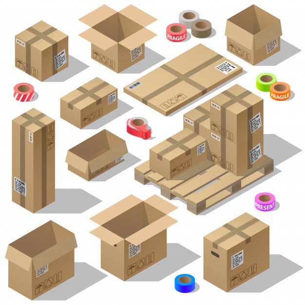 Multiple Design Product Shipping Box Vector File Illustration