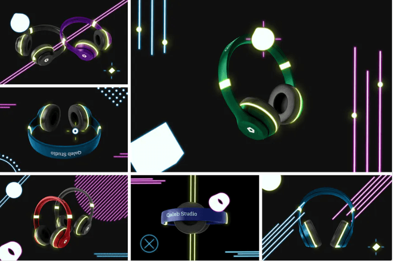 Neon Light Headphone Mockup PSD