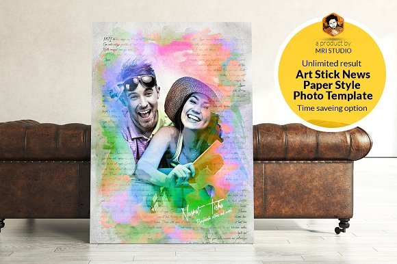 News Paper Style Colorful Painting Mockup PSD