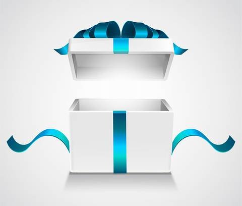 Open Photorealistic Gift Box Vector Design Illustration