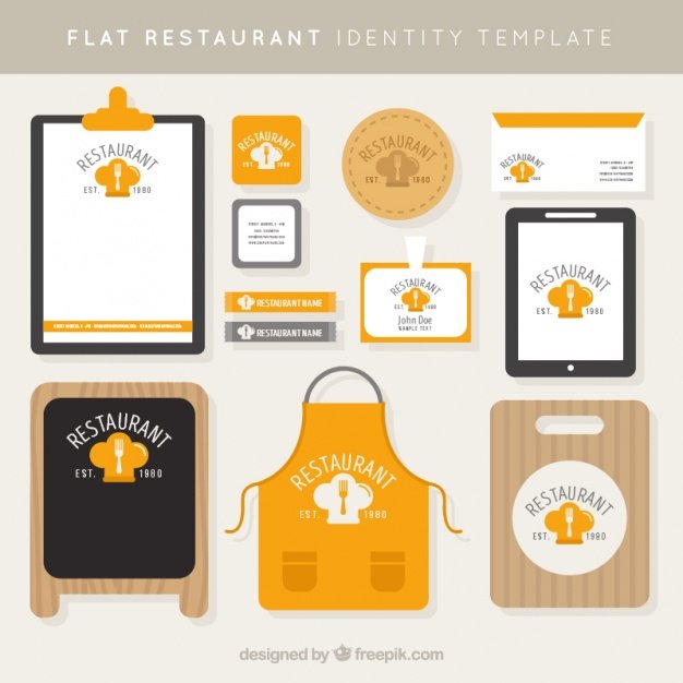 Orange Kitchen Set Vector File Illustration