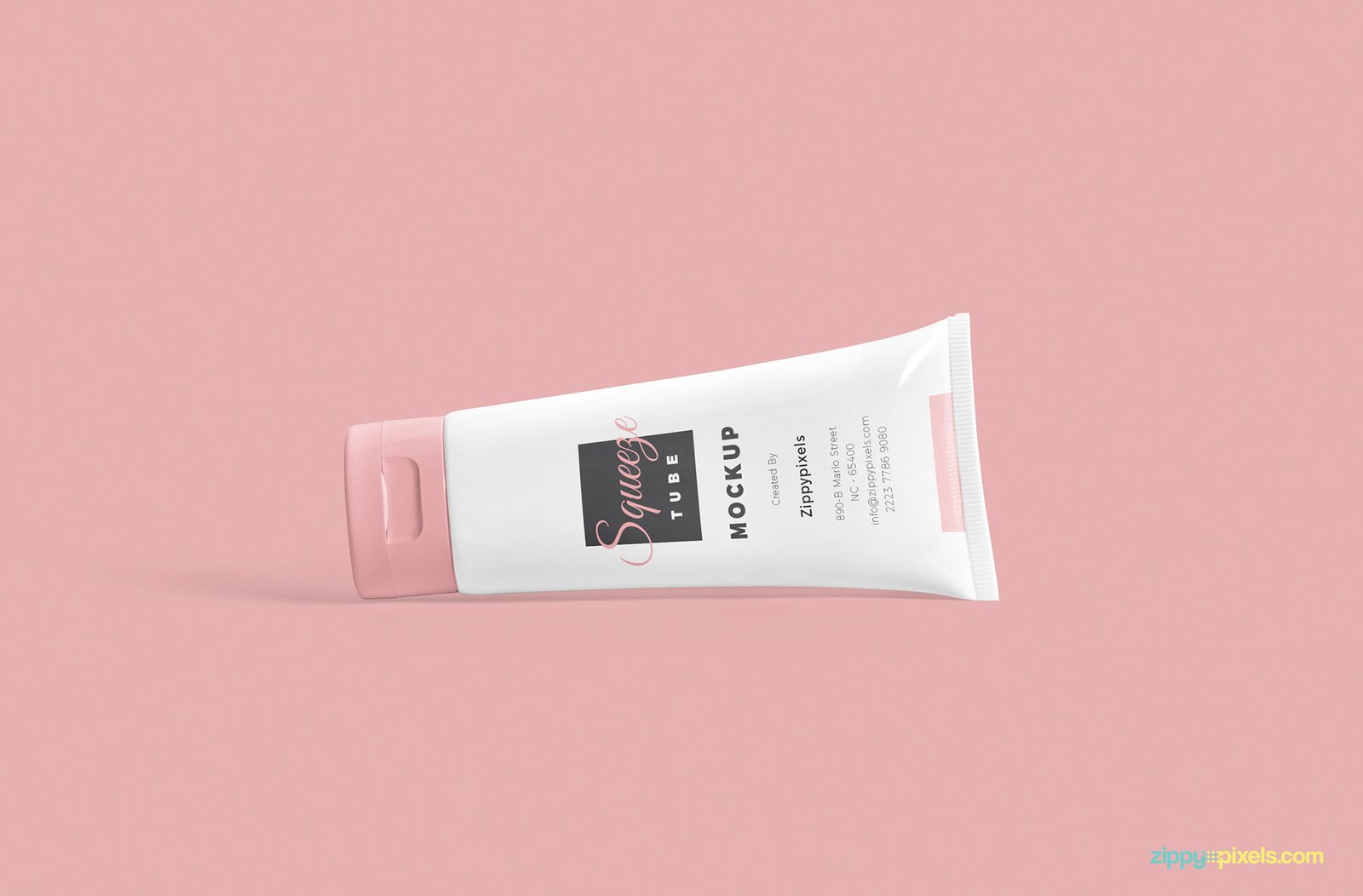 Pink Background Cosmetic Packaging Tube Mockup