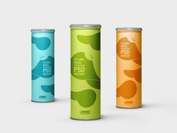 Plastic Cylindrical Food Container Mockup PSD