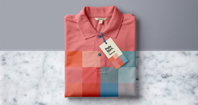 Polo T-shirt folded with tag design: