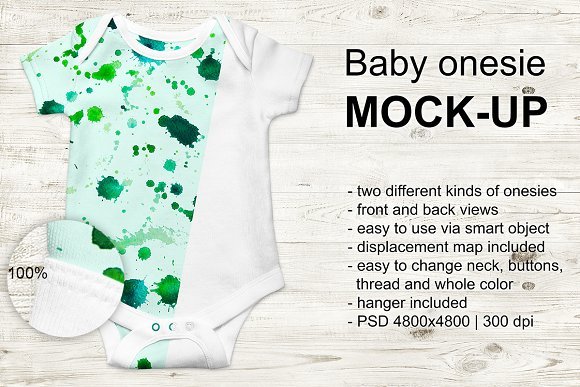 Printed Baby Onesies Mockup PSD