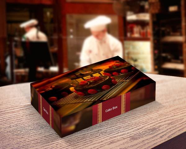 Realistic Bakery Box Packaging Mockup PSD: