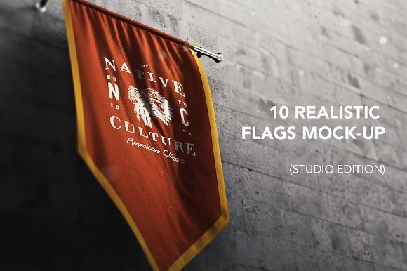 Realistic Native Flags Mock-Up
