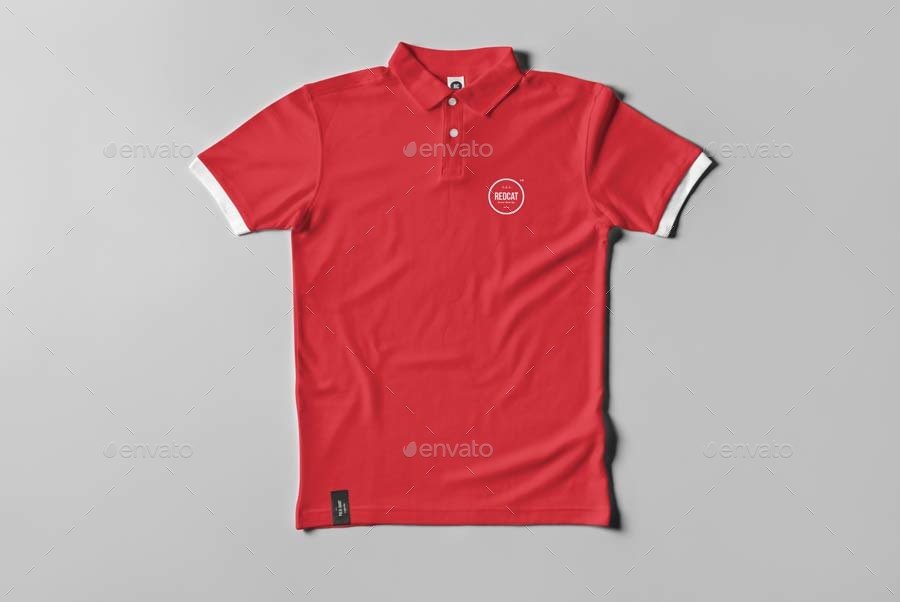 Red Polo T-shirt PSD Mockup: