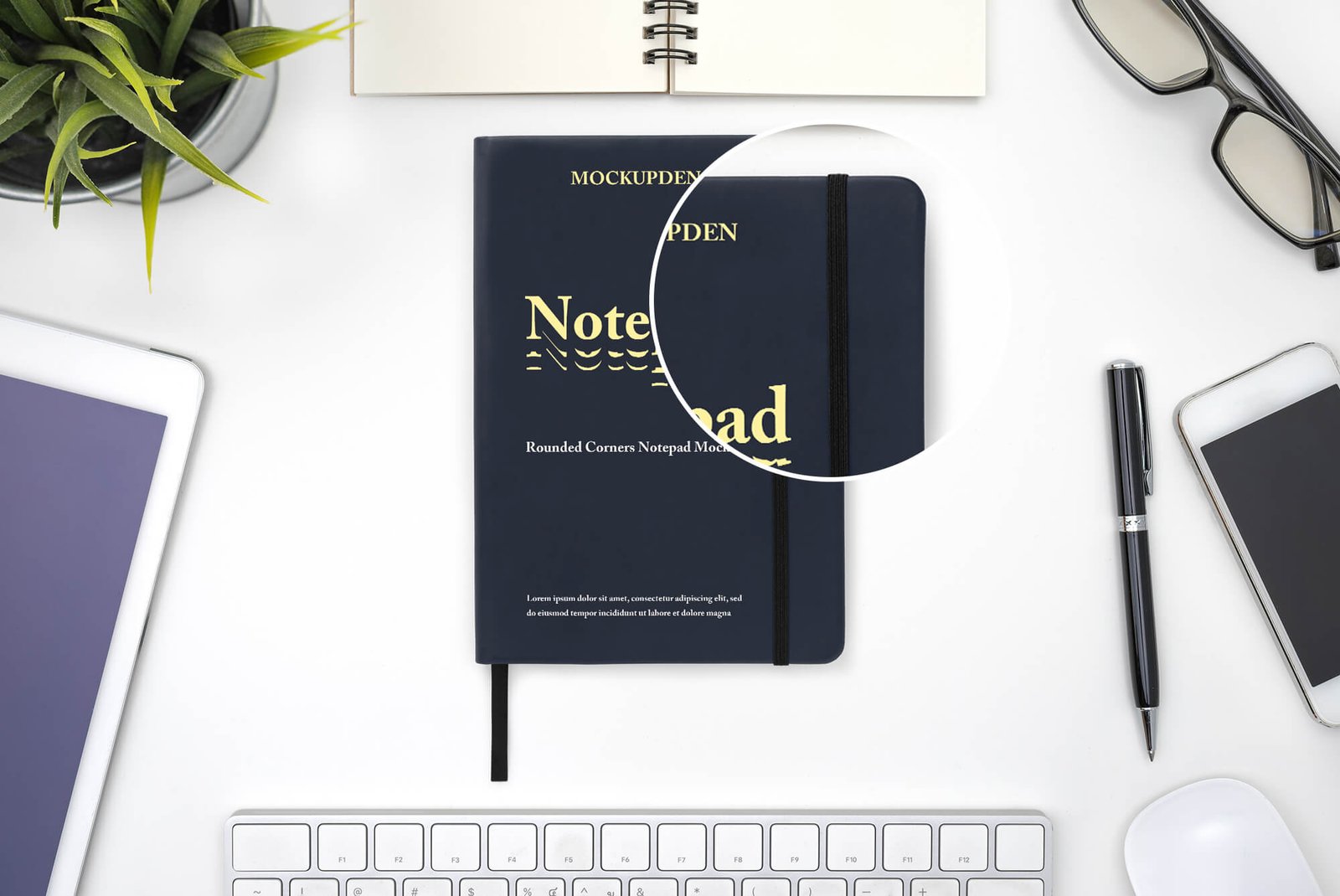 Download Free Rounded Corners Notepad Mockup Psd Template Mockup Den