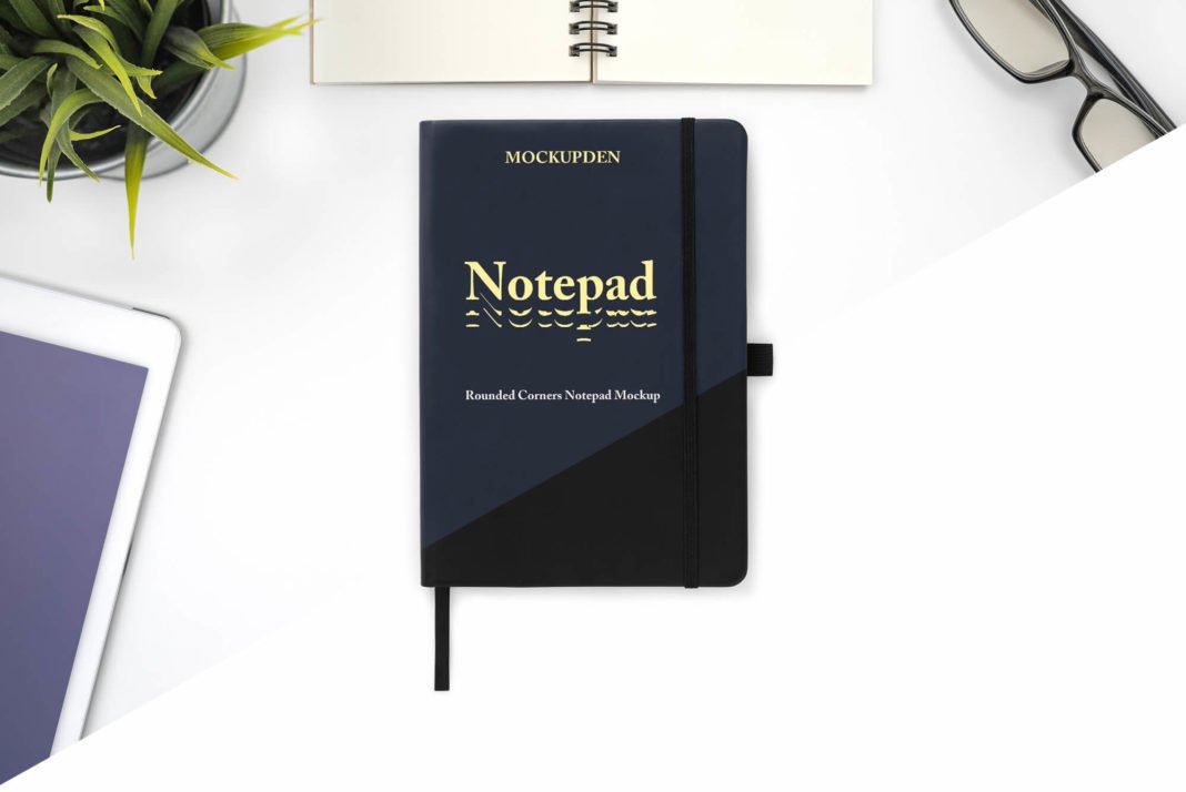 Download Free Rounded Corners Notepad Mockup PSD Template -Mockup Den